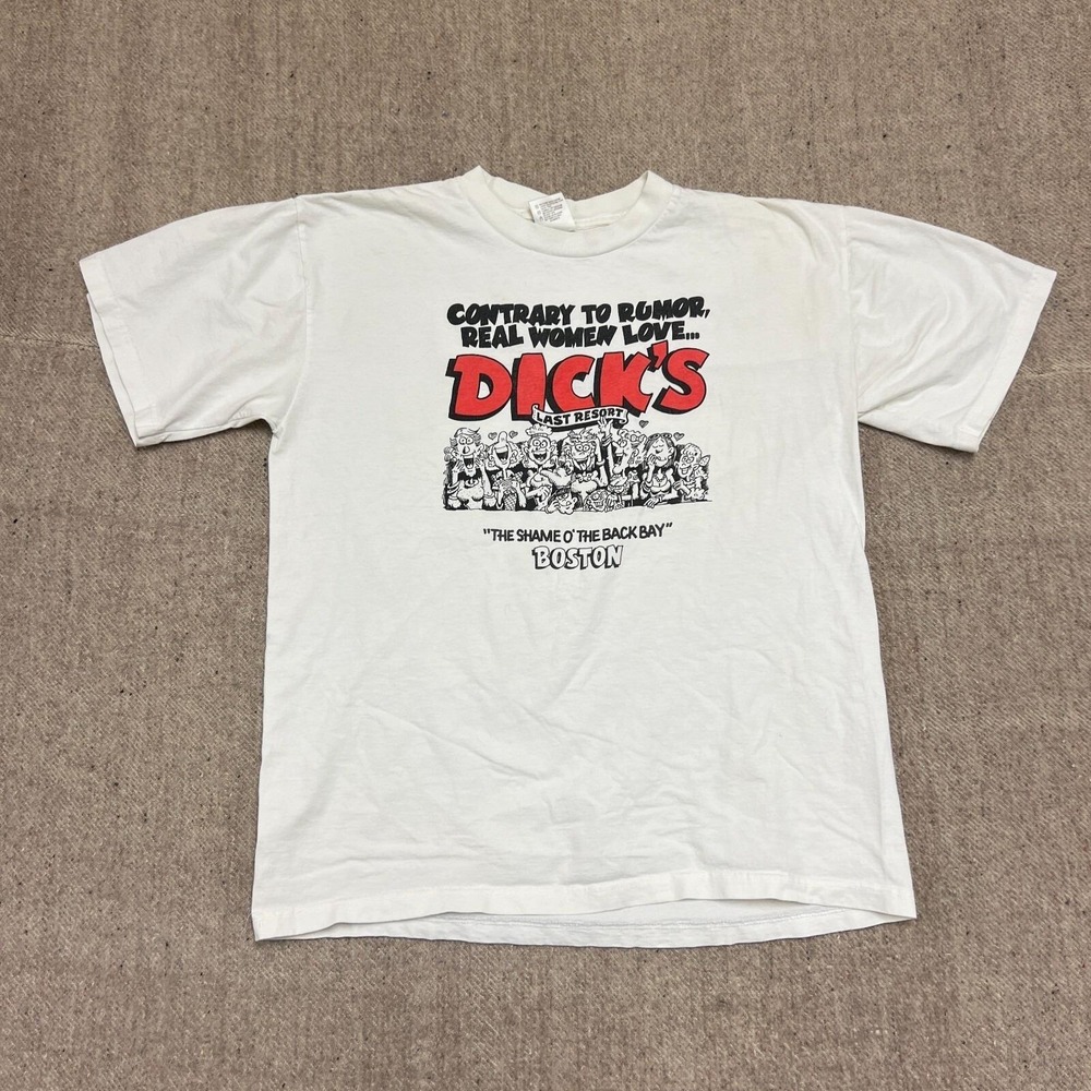Vintage Dick's Last Resort Shirt Mens Large White 1990s